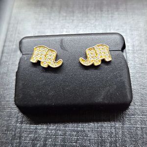 925 Sterling Silver White Moissanite Elephant Stud Earrings 0.25ctw